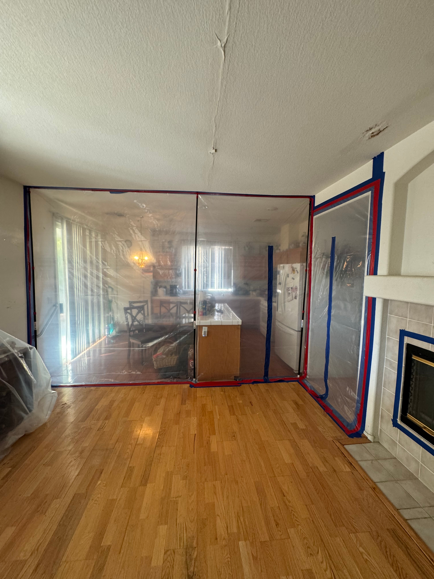 Negative-air HEPA mold containment barrier in a Austin commercial space